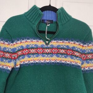 Boden Mens XS Fair Isle Lambswool blend 1/4 zip sweater Classic Gorpcore Preppy